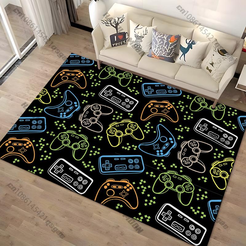 Modern Colorful Gaming Themed Carpet Non Slip Floor Mat for Living Room Kitchen Entrance Door Balcony Washable Rug Home Decor