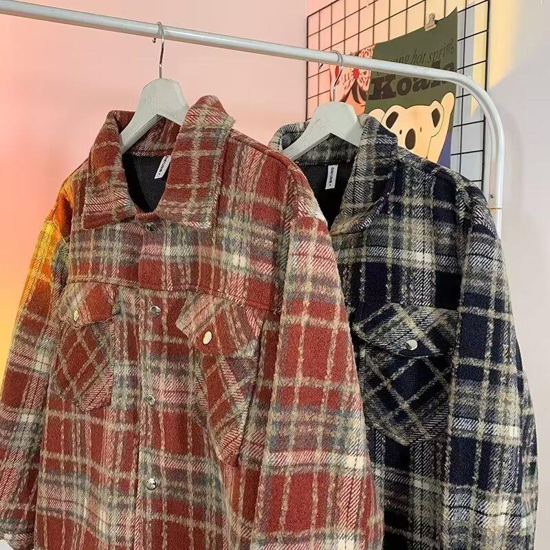 Рубашка-куртка в клетку Xiaoxiang High Street для пары: Мужской американский ретро тренд с длинным рукавом для весны и осени