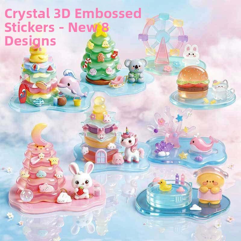 Corner Cute 3D Crystal Relief Stacking Stickers Cartoon Animal Decals Kids DIY Handmade Craft Toy Set