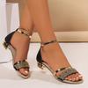 Women's Rhinestone Decorative Thick Heel Sandals Fashion Open-toed High-heeled Sandals