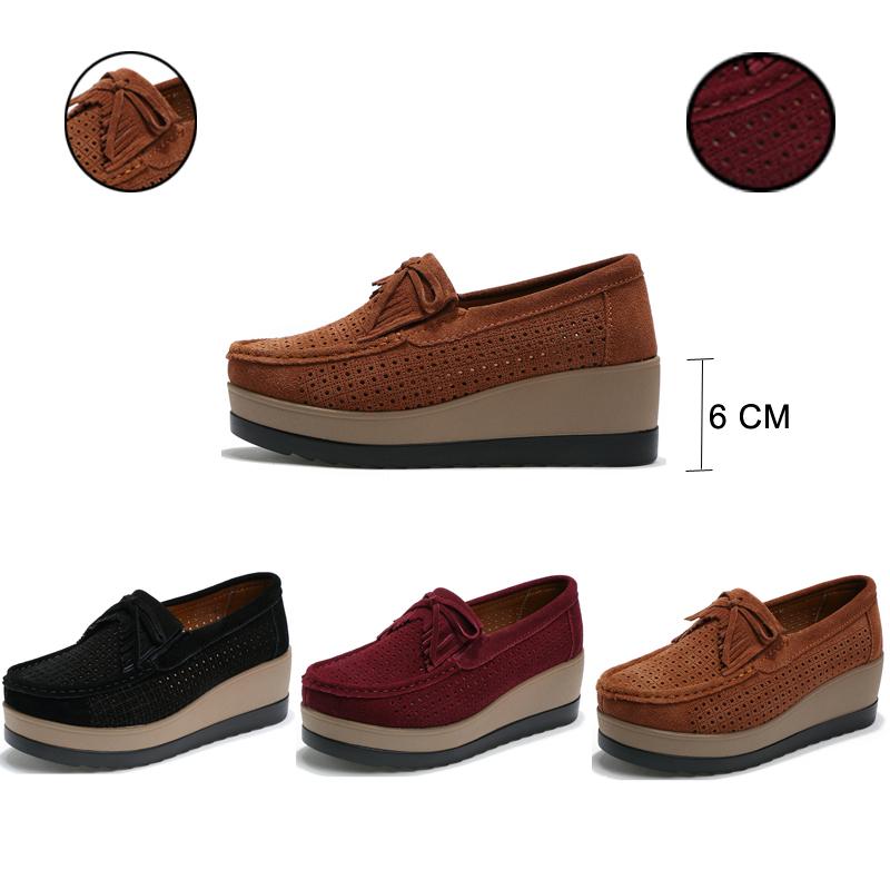 Модные женские туфли весна-осень из натуральной замши на танкетке из натуральной кожи, женские мокасины с милыми кисточками, мокасины на платформе