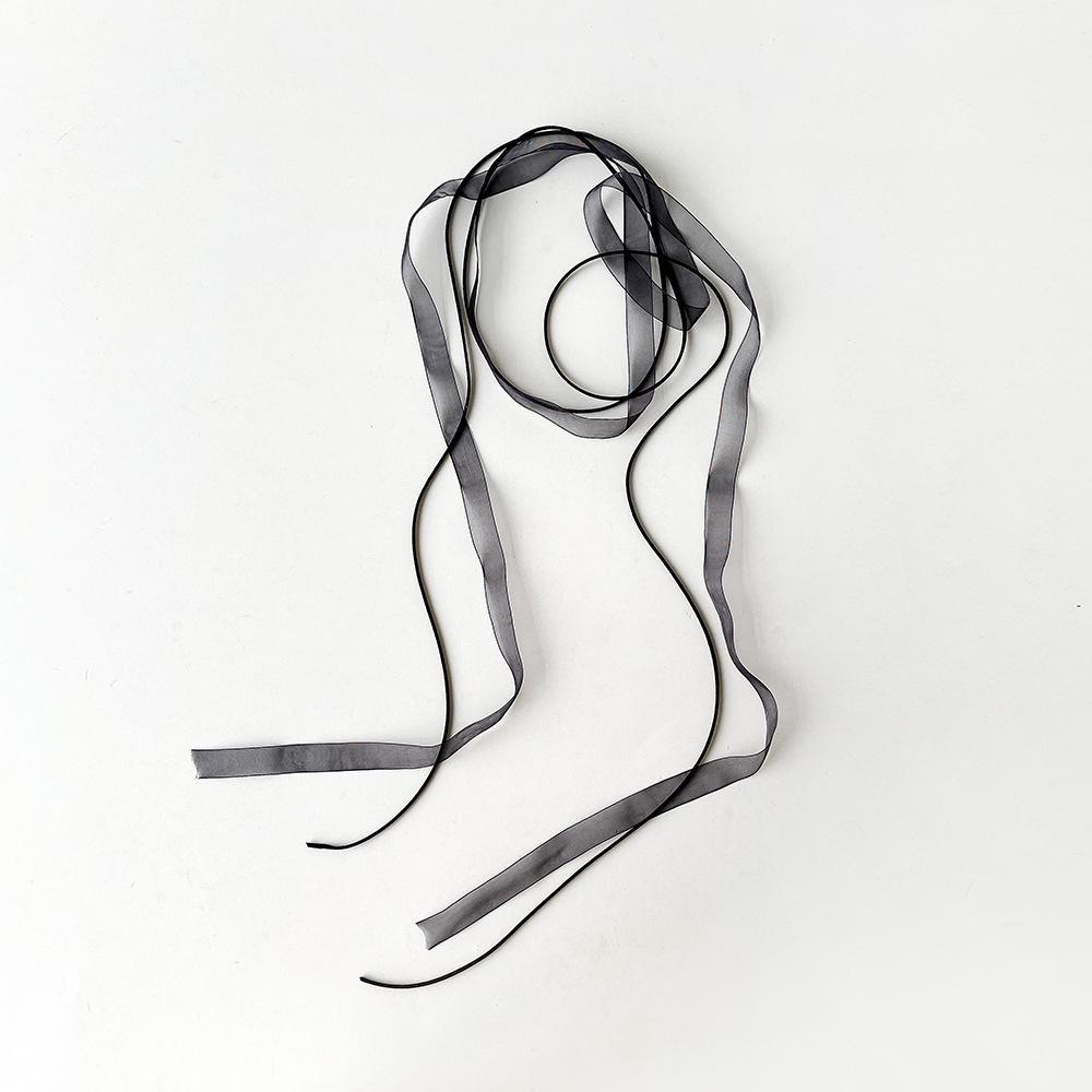 New Lace Layered Necklace Thin Ribbon Silk Scarf Women'S Simulated Silk Long Strip High-End Waist Belt Handmade DIY Ribbon