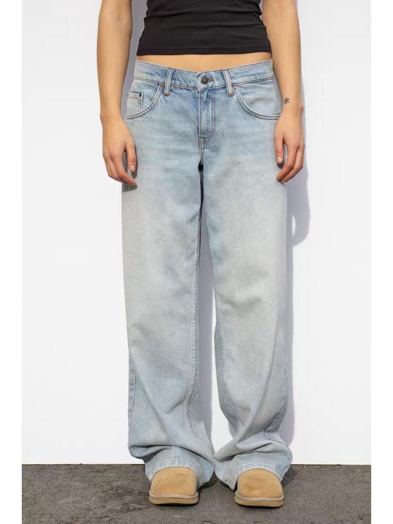 European & American Washed High Waist Wide Leg Jeans