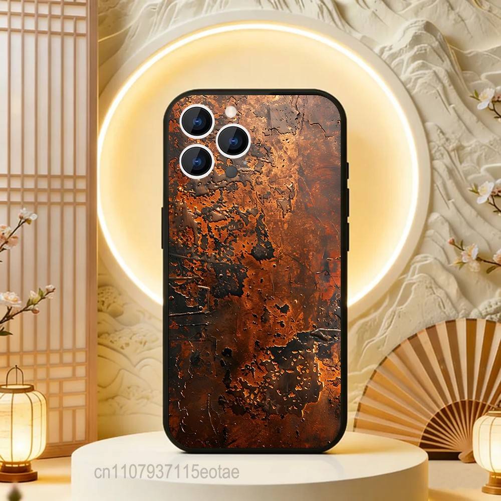 Ретро Индустриальный Стиль Ржавые Стены Чехол Для iPhone 17,16,15,14,13,12,11,Pro,Max,Plus,E,Air,Mini Черный Ударопрочный Funda Чехол