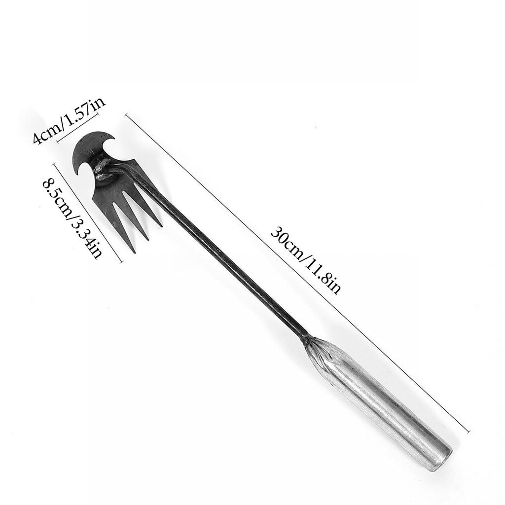 2 In 1 Garden Rake Manual WSeed Grass Rooting Tool Puller Shovel 4 Teeth Weeding Removal Hand Gardening Loose Soil Tool Weeder
