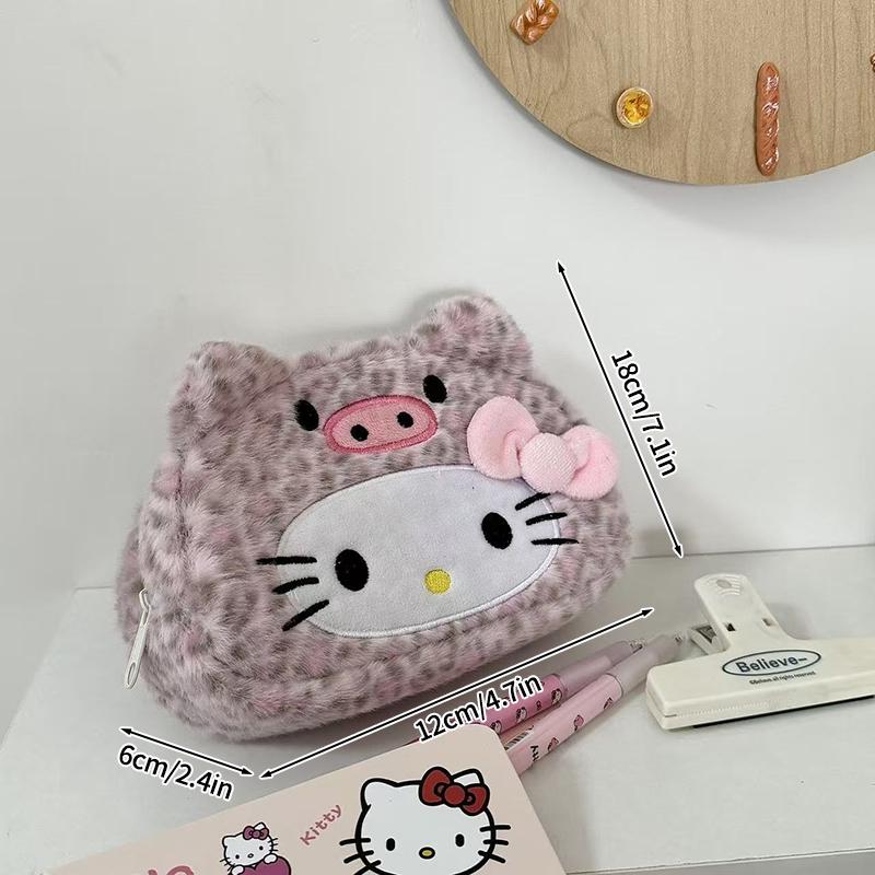 Пенал Hello Kitty Большой вместимости Плюшевый пенал-подставка Hello Kitty Сумка для хранения Hello Kitty Сумка для макияжа Косметичка Органайзер для стола