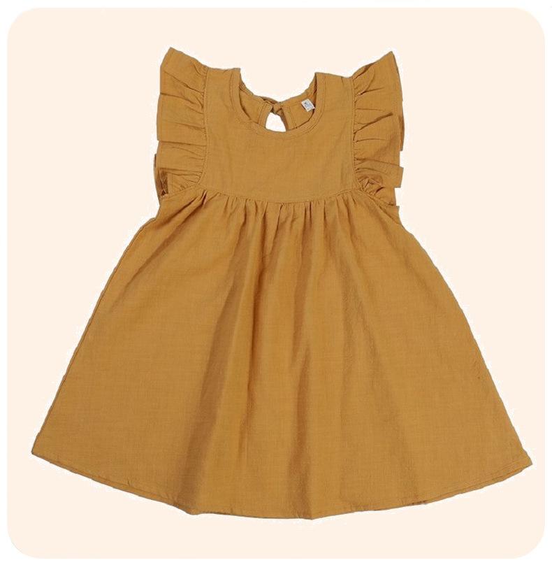 Платье принцессы с рукавами-крылышками для девочек, однотонное, с завязкой на воротнике сзади