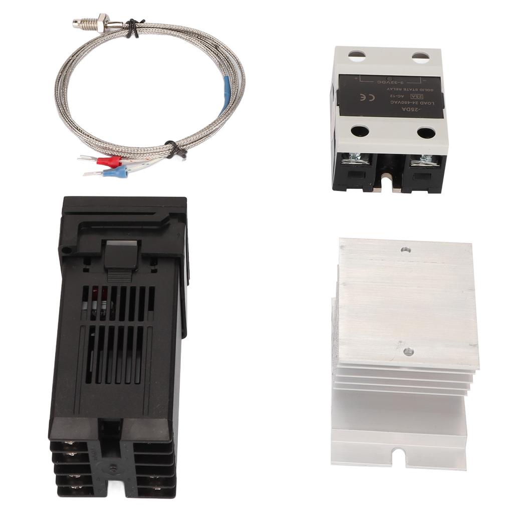 Цифровой ПИД-термостат Точный регулятор температуры с термопарой К, радиатором, твердотельным реле для фермы