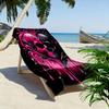 Skull Heart Design in Pink and Black Beach towel quick-drying for travel outdoor sports jogging beach and swimming