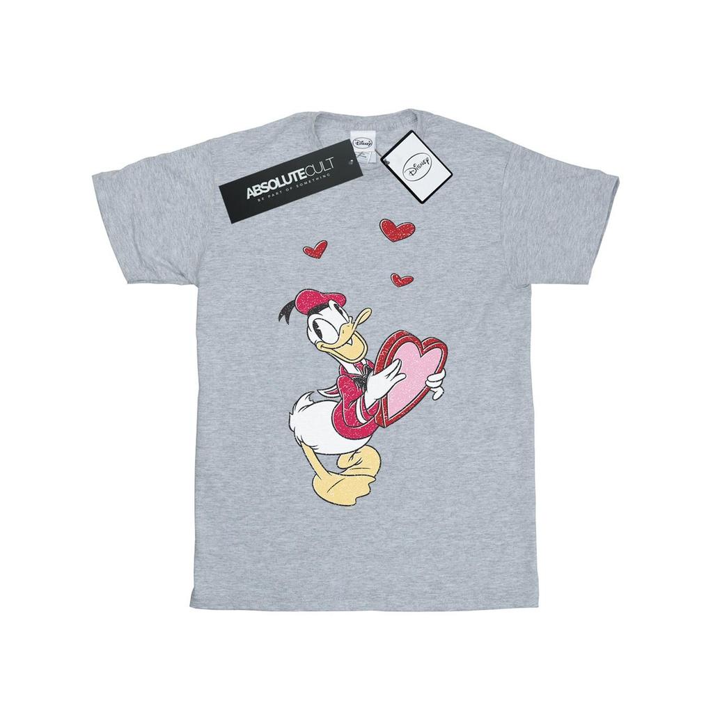 Disney Womens/Ladies Donald Duck Love Heart Cotton Boyfriend T-Shirt