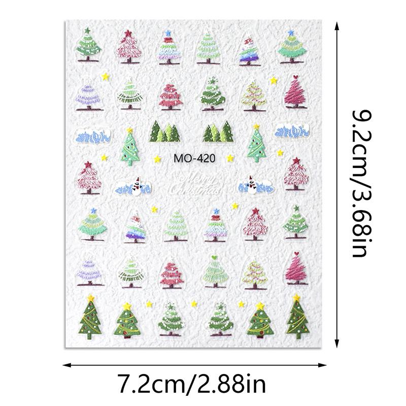 Рождественские 5D-наклейки для дизайна ногтей в виде снеговика и снежинок, мультяшный Санта-Клаус, рождественские наклейки для маникюра своими руками
