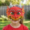 Colorful Halloween Party Mask 3D Cute Dragon Full Face Mask, Baby Lightweight Breathable Vibrant Role Play Costume with Realistic Scales And Horns for