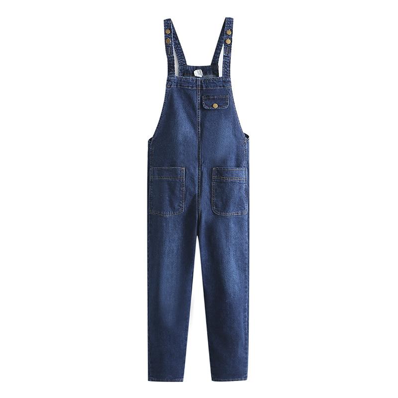 Women Casual Denim Jumpsuit Overalls Fashion Streetwear Casual High Waist Pockets Front Full Length Romper Playsuit Plus Size