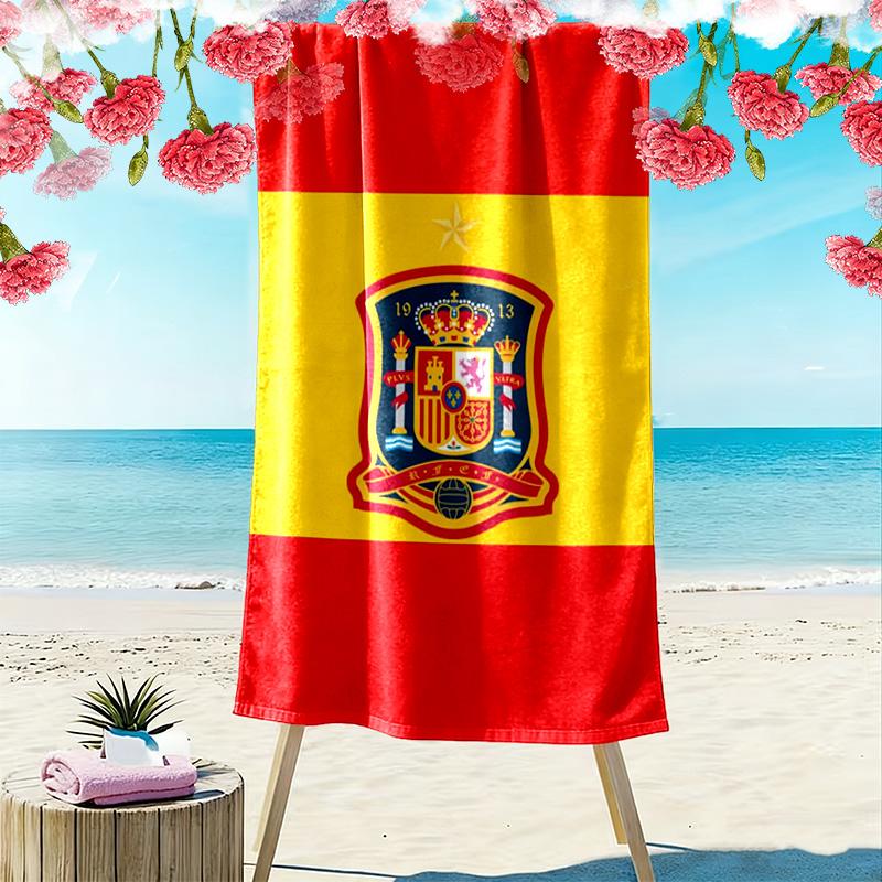 Spain Football Team Print Beach Towel, Large Soft Quick Dry Towel for Beach Camping Swimming
