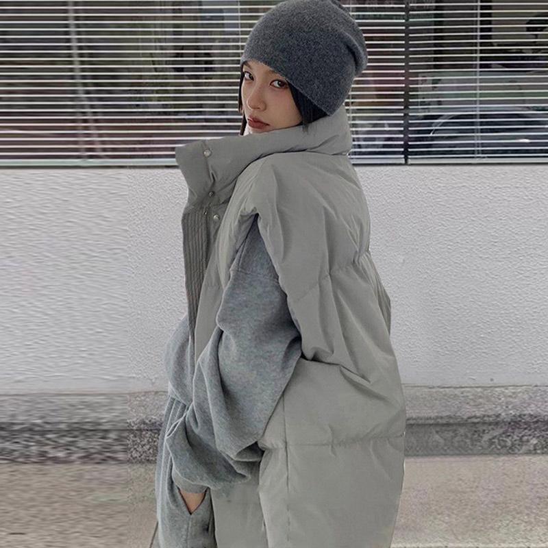 Женский жилет на молнии для офиса, свободный толстый теплый жилет с подкладкой, зимний пуховый хлопковый жакет без рукавов