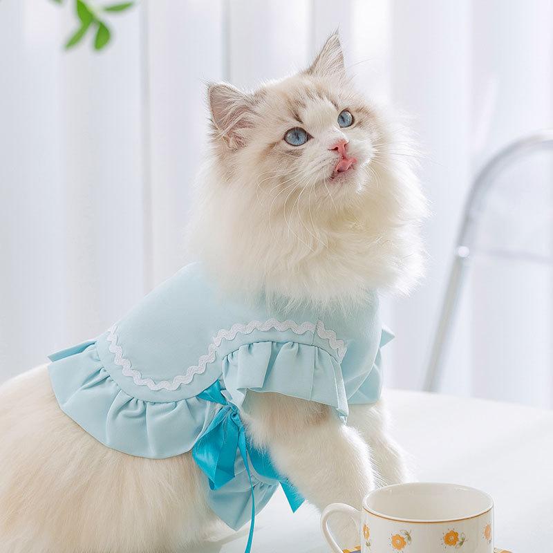 Ins Wind Dog Clothes Summer Ribbon Bow Than Bear Vest Cat Breathable Thin Pet Bipedal Clothing