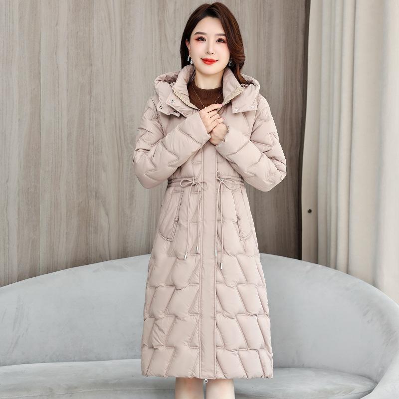 Гофрированная съемная шапка большого размера XL-6X талия вниз хлопковая одежда женская одежда средняя и длинная зимняя корейская версия толстое пальто