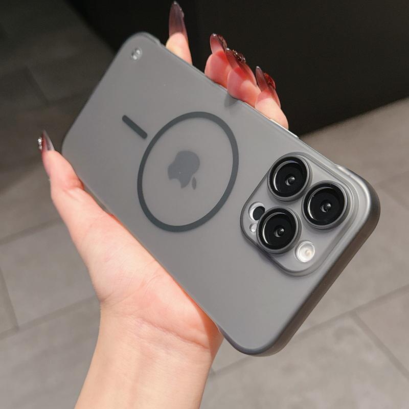 Безрамный прозрачный матовый чехол Magsafe для iPhone 16 Pro 15 Pro Max 14 13 12 11 тонкий жесткий ПК ударопрочный беспроводной зарядный магнитный чехол для телефона