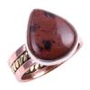 Natural Mahogany Obsidian Gemstone 925 Sterling Silver Two Tone Ring Size 7 F7N42