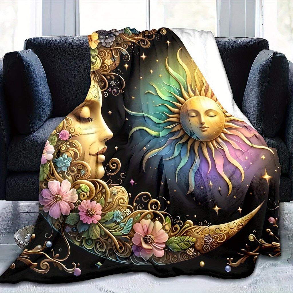 Dream Sun Moon Blanket Bohemian Home Bedroom Decor Blanket Flannel Blanket