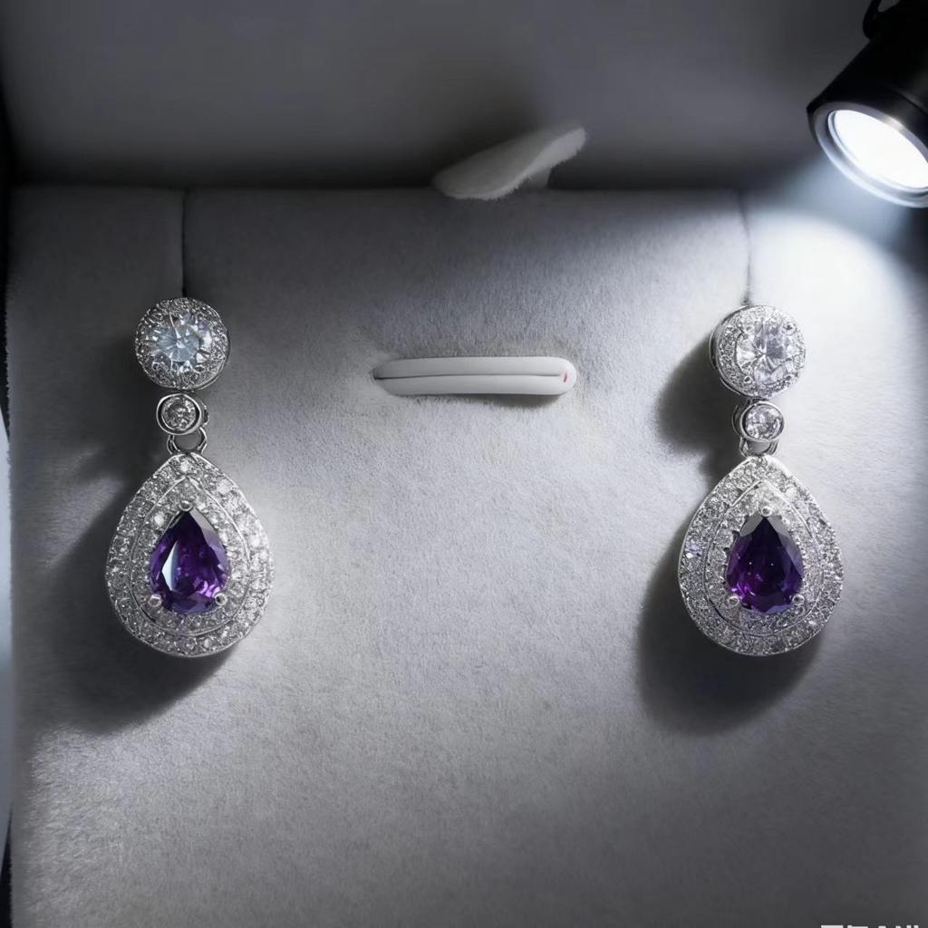 Imitation Drop-shaped Zircon Stud Earrings Women's High-quality Full Diamond Zircon Earrings Design Sense Earrings Colored Gemstone Earrings