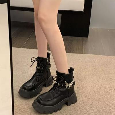 Модные ботильоны на шнуровке для женщин в панк-стиле, кожаные осенне-зимние боевые ботильоны на распродаже, New Rock, готические, горячие Y2k, из ПУ, женская короткая обувь