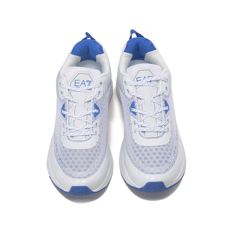 Emporio Armani EA7 Сетчатая ткань Шнуровка Кроссовки для бега Низкие Спортивные повседневные кроссовки Унисекс Белый Синий X8X093XK238Q317