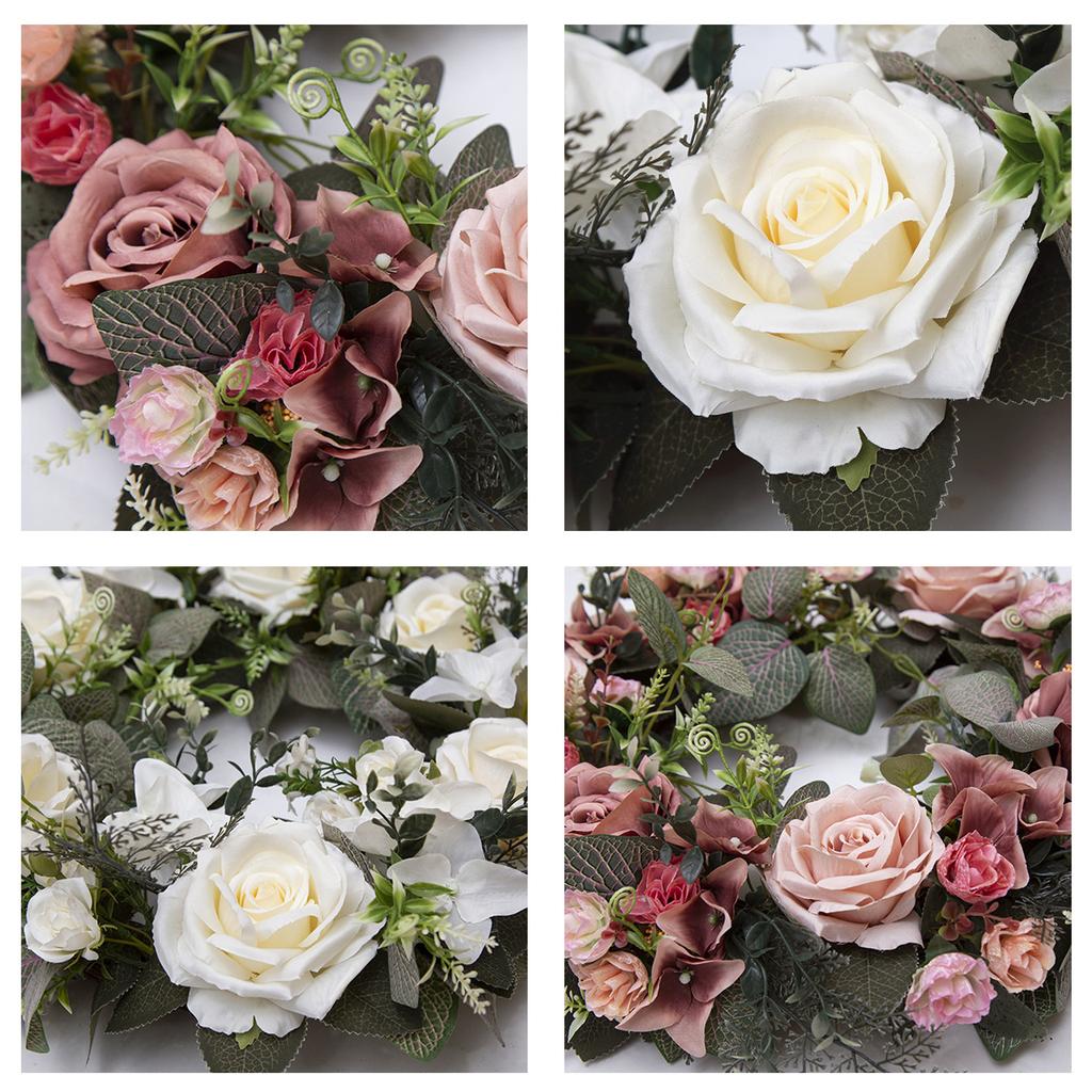 Искусственный венок из роз 17,7 дюйма Весенне-летний цветочный венок для входной двери, стены, окна, украшения для вечеринки, свадьбы