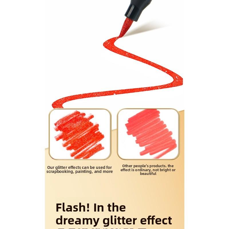 48 цветных маркеров с блестками - Неоновое свечение, флуоресцентные ручки с блестками с блестящими наконечниками, чернила на масляной основе, средний наконечник