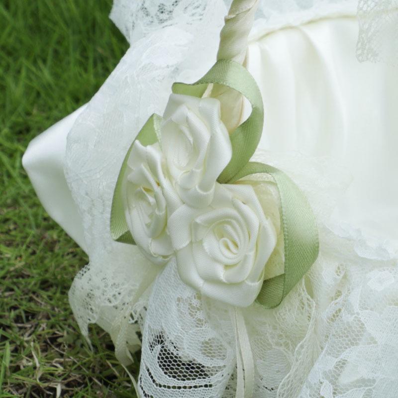 Wedding Supplies Rhinestone Basket Lace Bamboo Flower Basket Portable Small Flower Basket