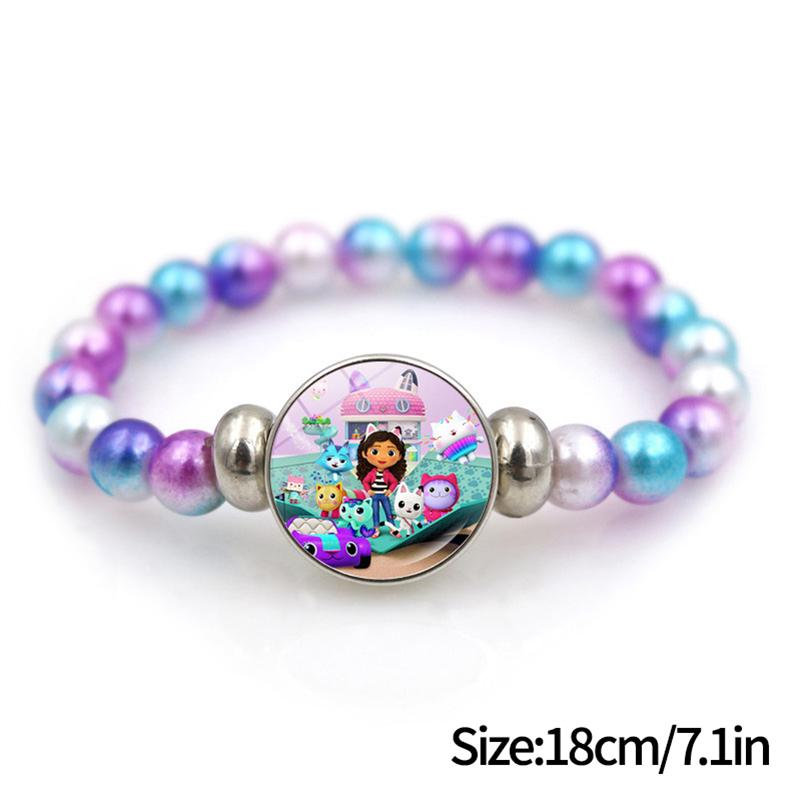 1/2Pcs Cute Gabby Dollhouse Beaded Bracelet Heart Shape Necklace Anime Figure Bracelets Choker Birthday Fans Gift Party Favor