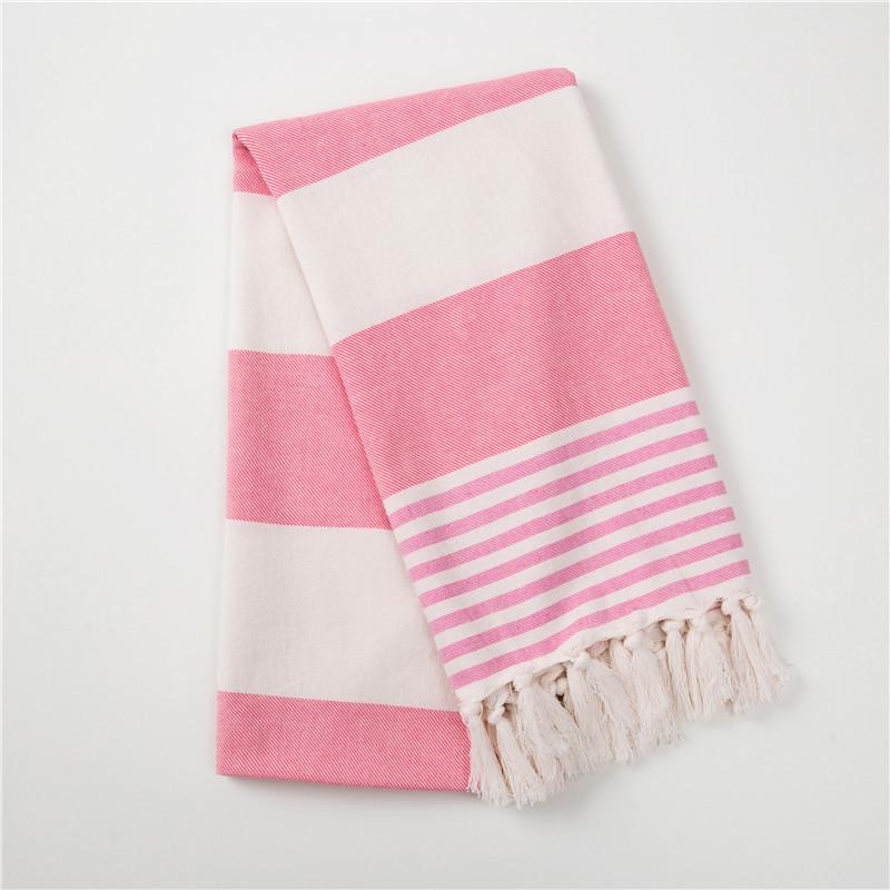 Turkey Striped Cotton Tassel Beach Towel for Adults