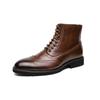 Fashion British Style Men Dress High Top Shoes Classic Mens Ankle Boots Fashion Leather Male Brogue Shoes Comfy Elegantes Business Botas