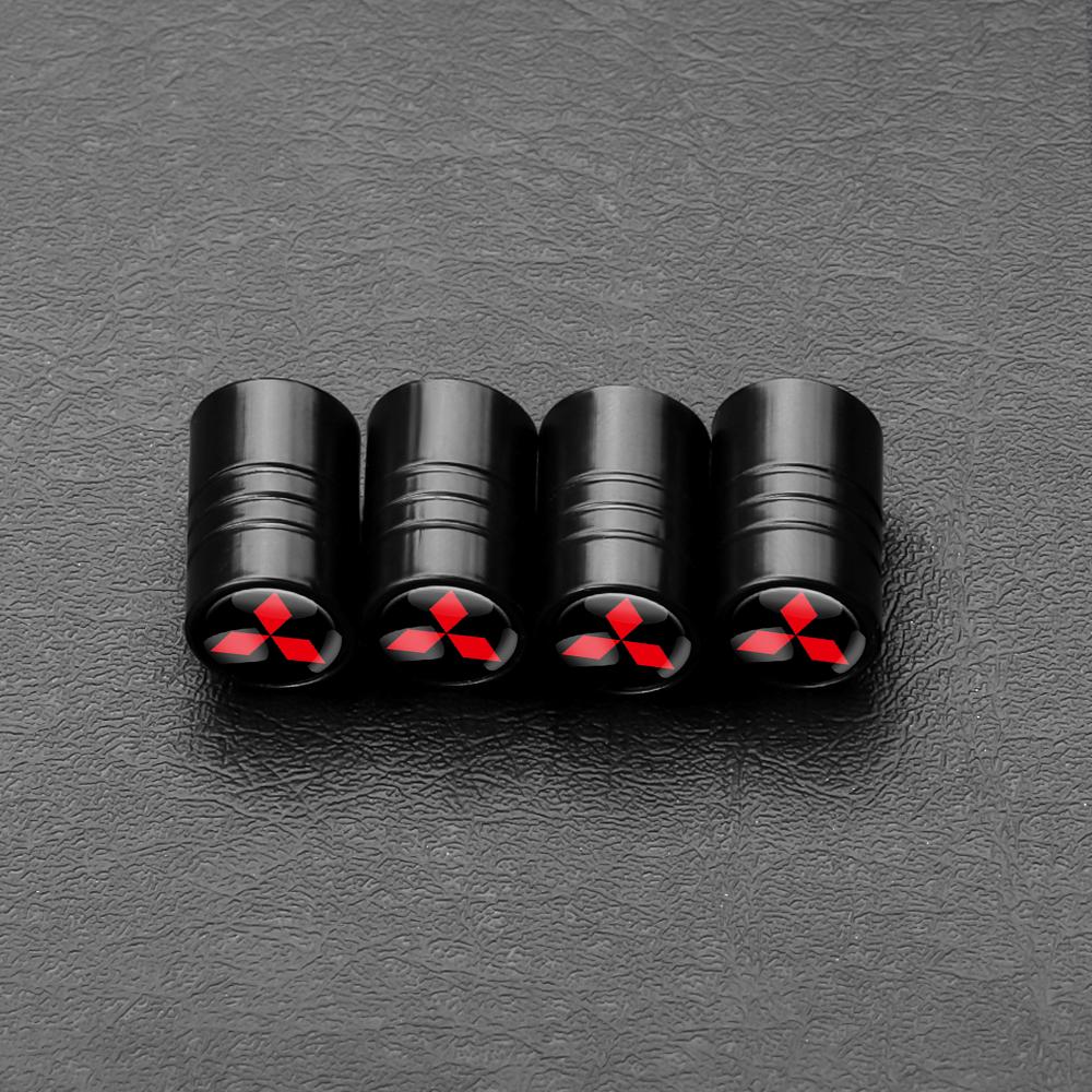 rvcr3 4Pcs Metal Car Wheel Tire Stem Valve Caps Auto Accessories For Mitsubishi 9 Ralliart X EX ASX L200 Colt Outlander Pajero Lancer