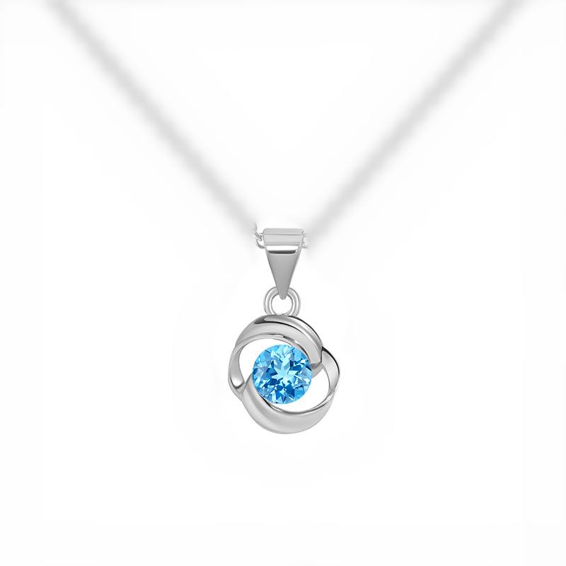 Ожерелье с подвеской Rose Love Topaz на день рождения подруги, универсальное ожерелье Lake Blue Zirconia Ocean Heart