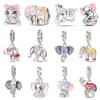 Подходят для оригинальных браслетов Медные шармы Бусины Розовые цветы Шармы со слонами Для женщин Изысканные украшения DIY на день рождения Подарки