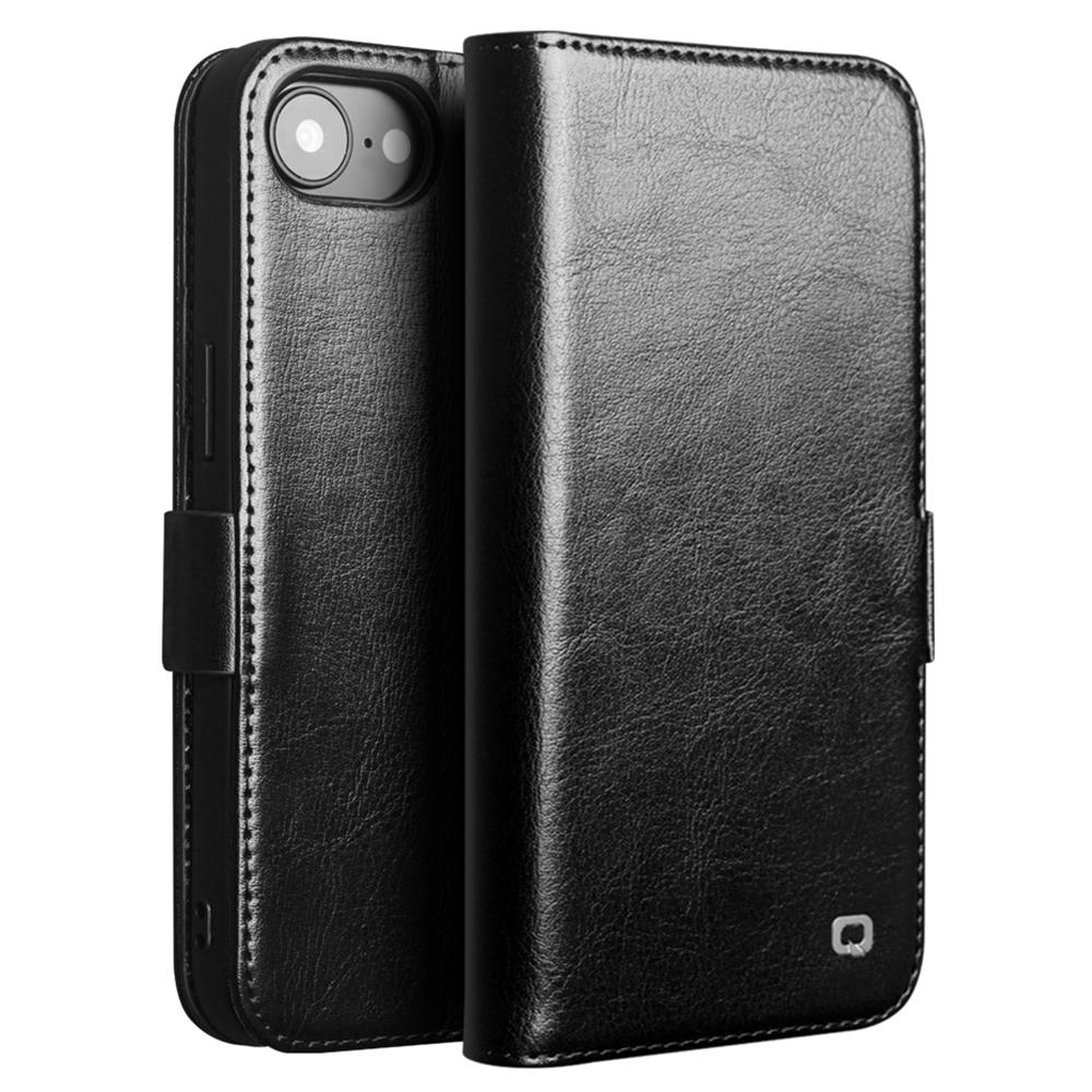 QIALINO For iPhone 16e Wallet Case Genuine Cow Leather Flip Cover Magnetic Clasp Full Protection