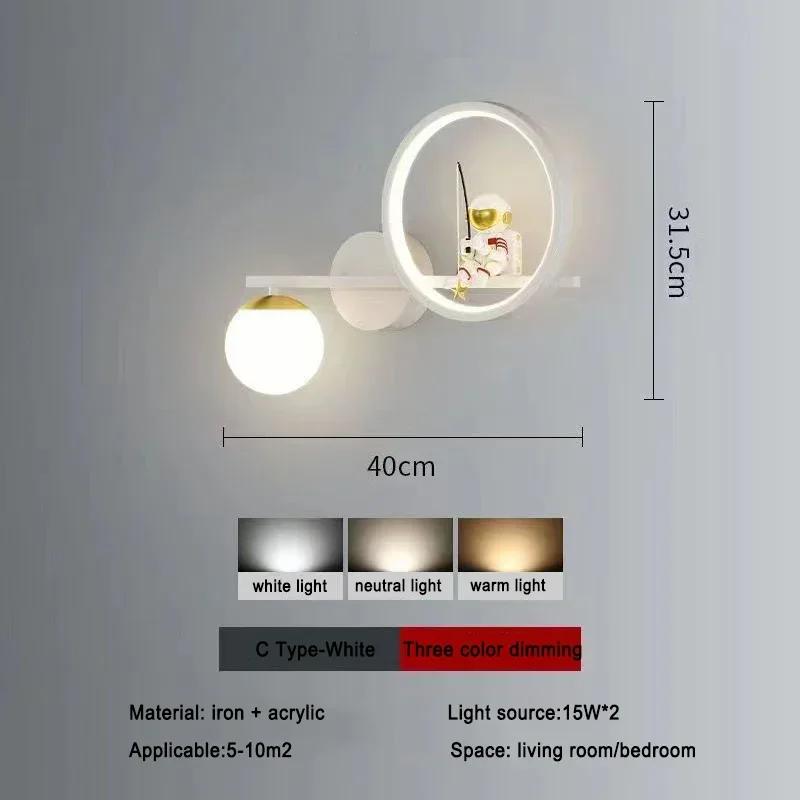 Детская комната прикроватная лампа креативный астронавт светодиодный настенный светильник ночник космический декор гостиная спальня фон настенное освещение