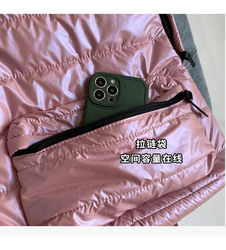 Solid Down Knapsack Large Capacity Quilted Backpack Teen Student Schoolbag Multi-pocket Rucksack Puffer Cotton Versatile Bookbag