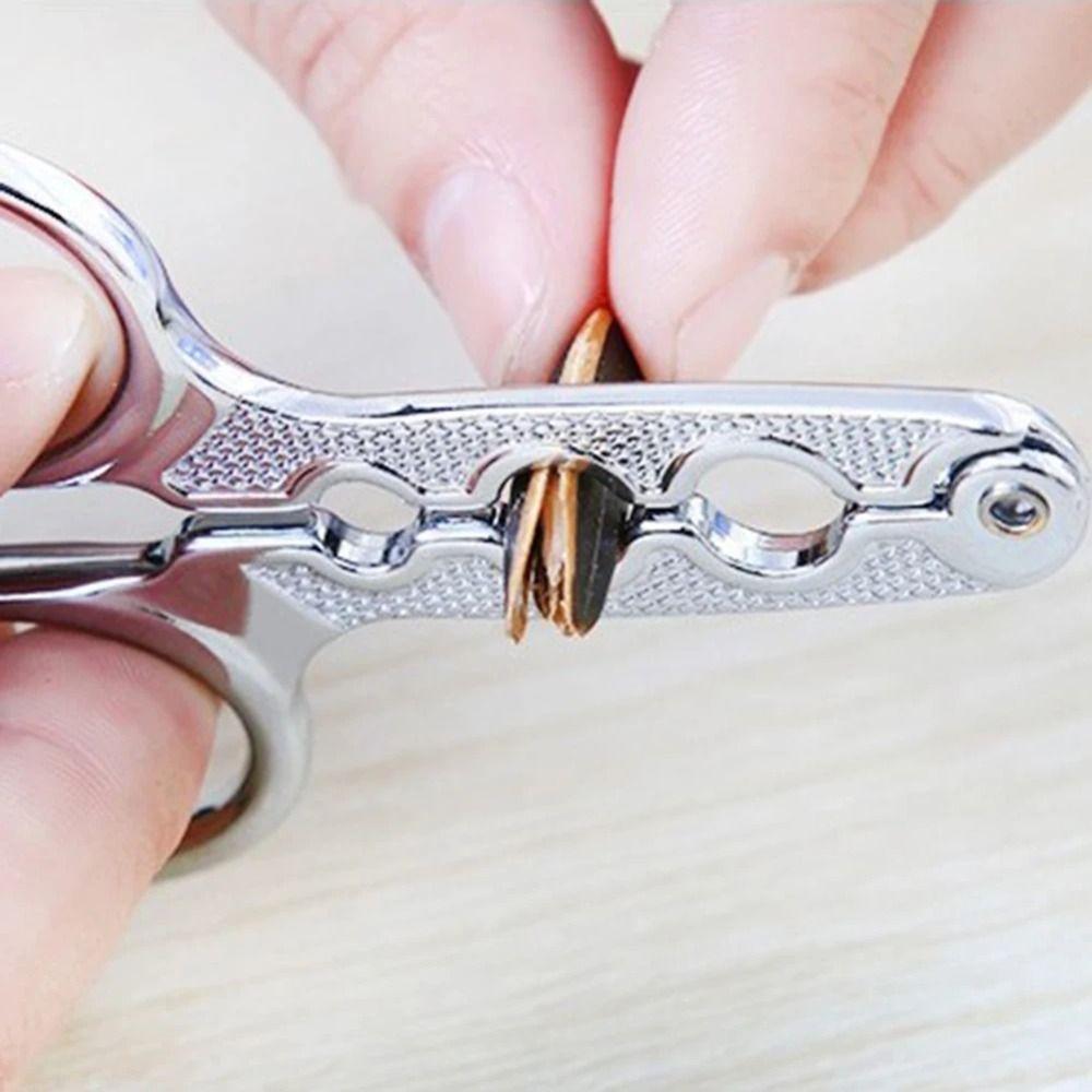 Multi-Function Walnut Pine Sheller Opener Kitchen Clamp Stainless Steel Nutcracker