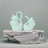Cute Luxury Light Green Swan Pair Ceramic Art Figurine | Beautiful Home Decor (Pack of 2, Light Green)