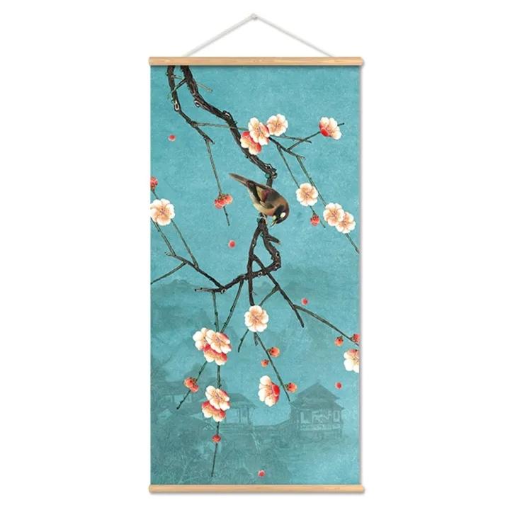 Винтажное китайское искусство Цветение сливы Птица Холст Картина Пейзаж Чернила Картины Холст HD Плакаты Домашний Декор в гостиную Безрамное