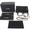 Безупречные солнцезащитные очки CHANEL Прямоугольная форма Защита от синего света Знак COCO Цепочка черные A71627 Б/У