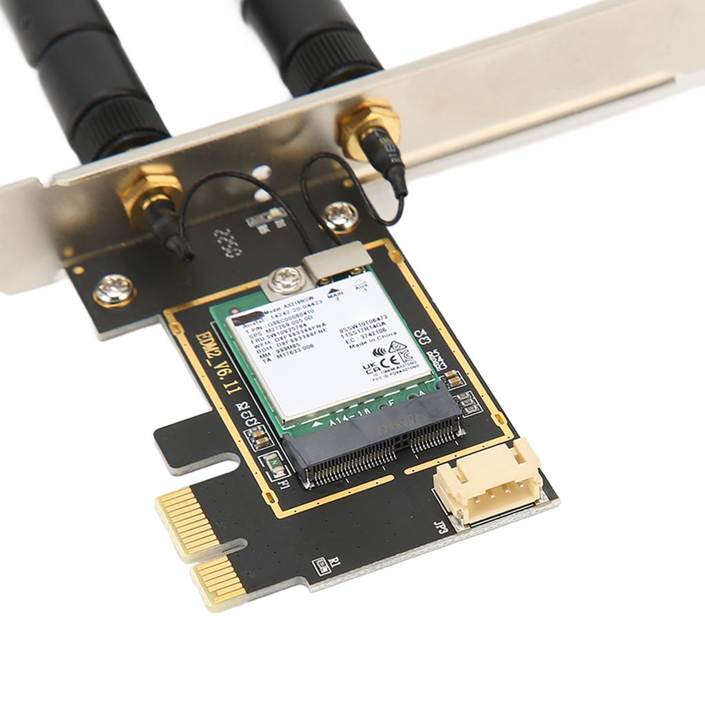 AX210NGW PCIE WiFi 6E Card with 2 Antenna 5374Mbps 2.4GHz 5GHz 6GHz Bluetooth 5.2 Support MU MIMO