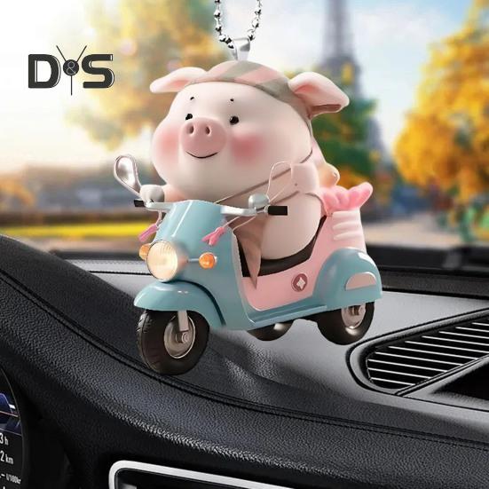 Акриловое мультяшное свинье, подвесное украшение с цепочкой из бисера, зеркало заднего вида, украшение в виде свиньи, брелок, рюкзак, подвеска в виде животного, подарок на день рождения
