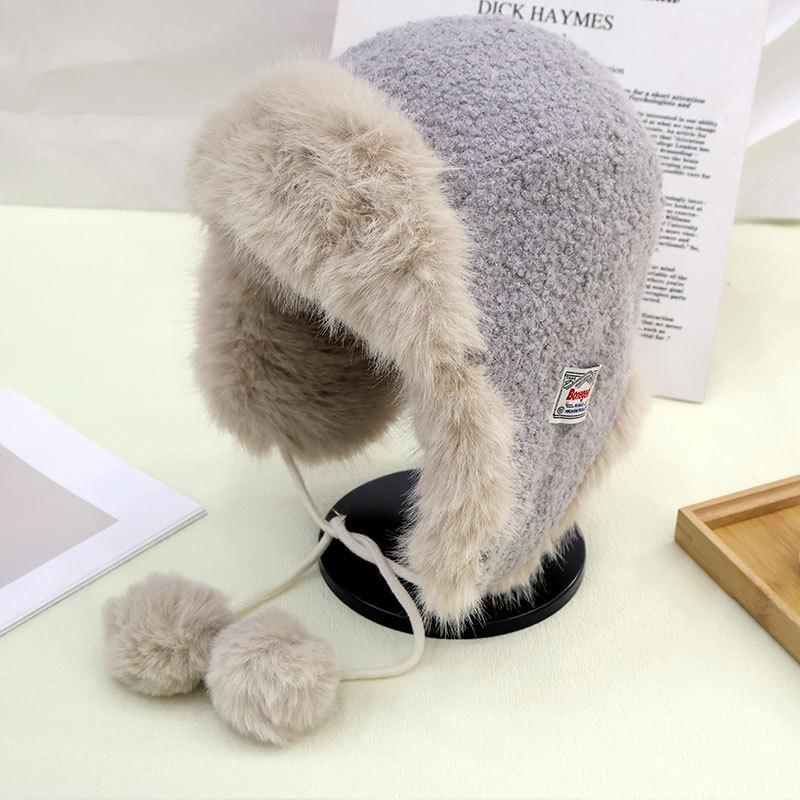 Утепленная теплая шапка-ушанка женская зимняя пушистая теплая хлопковая шапка для улицы, для велоспорта, катания на лыжах, шапка «гром и ветер»