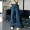 MODIQUE Осень Большие размеры Новые женские эластичные прямые брюки с высокой талией Полная длина Женские базовые повседневные свободные длинные джинсы Женские джинсовые брюки