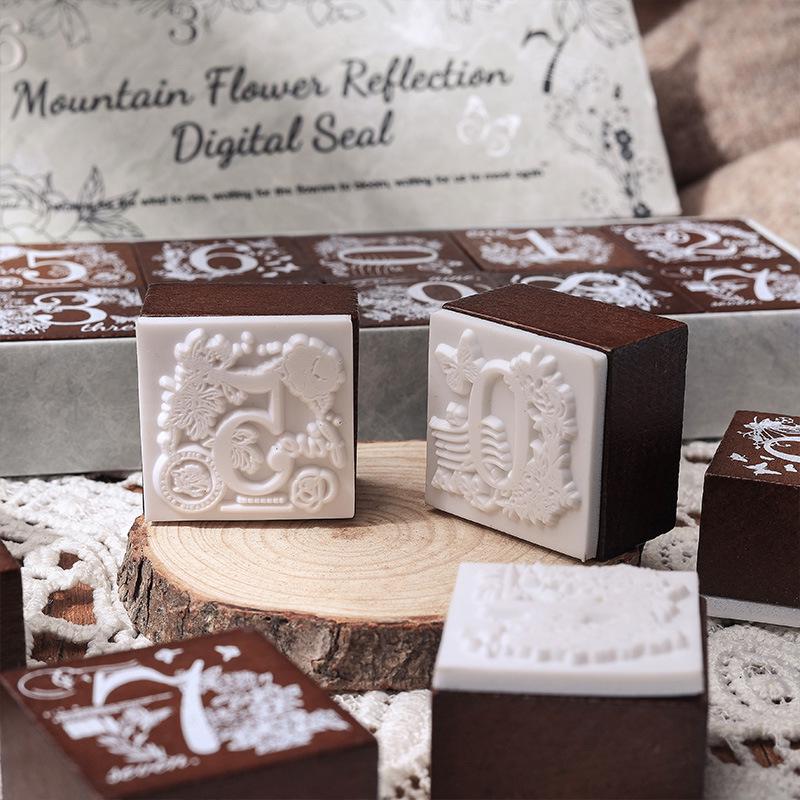 Yuezhen ретро бук дерево цветочный штамп письмо