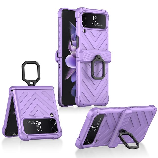 Броня Шарнир для Samsung Galaxy Z Flip 3 Flip 4 5g Чехол Жесткая подставка с кольцом Магнитный защитный чехол