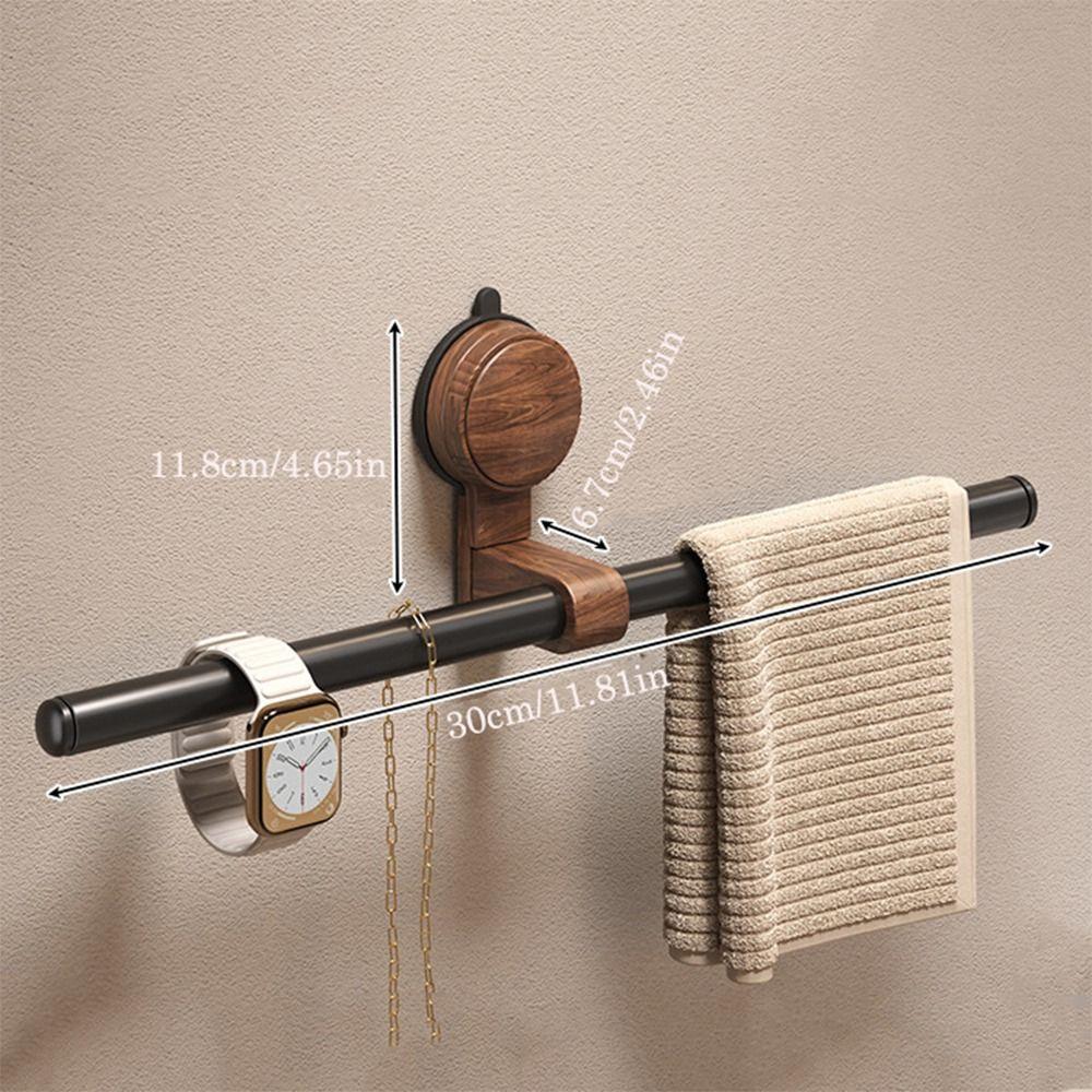 Plastics Walnut Wooden Towel Bar Walnut Wood Suction Mount Towel Bar No Hole Towel Bar  Shower room